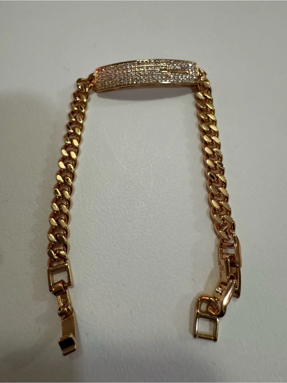 Gold-Tone Pavé ID Chain Bracelet